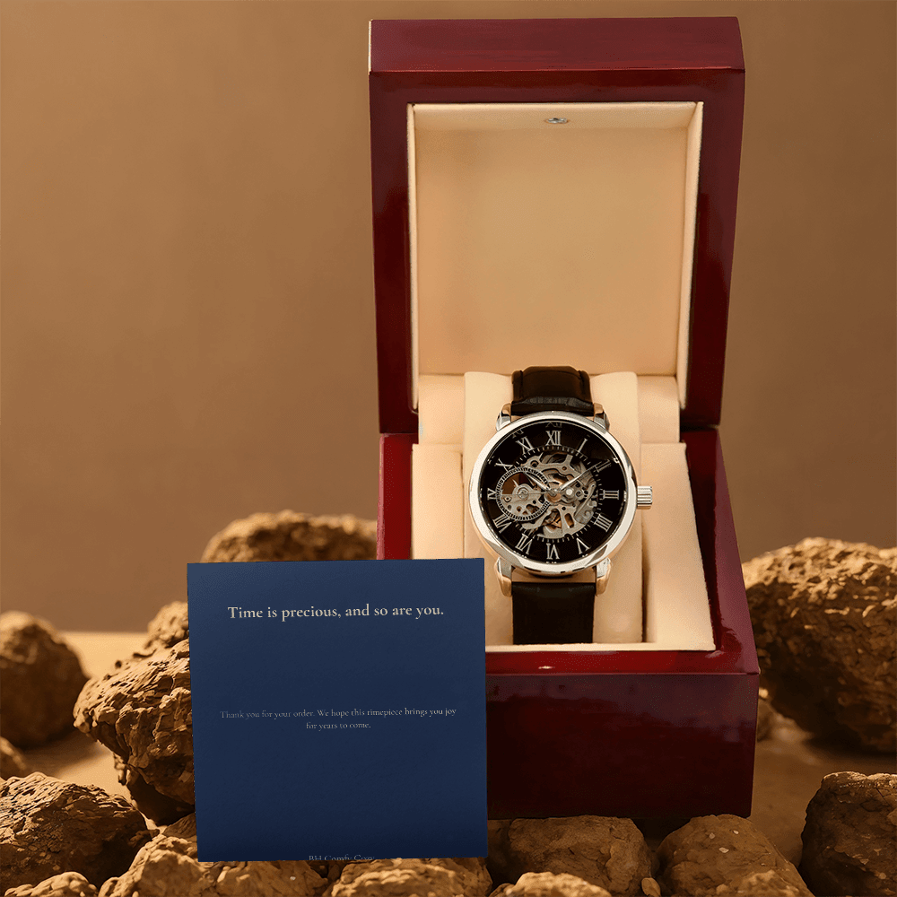 Men's Automatic Skeleton Watch | Luxury Leather Strap | Gift for Him - BH Comfy Cozy