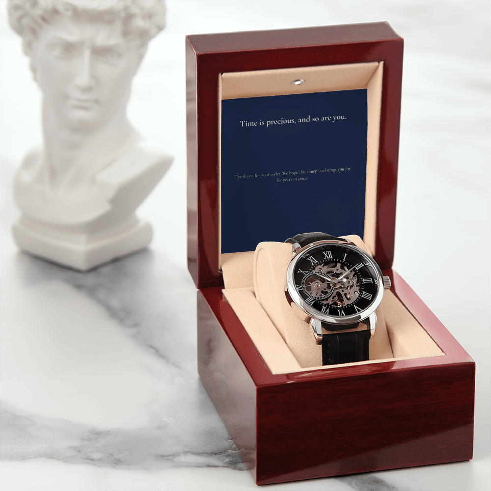 Men's Automatic Skeleton Watch | Luxury Leather Strap | Gift for Him - BH Comfy Cozy