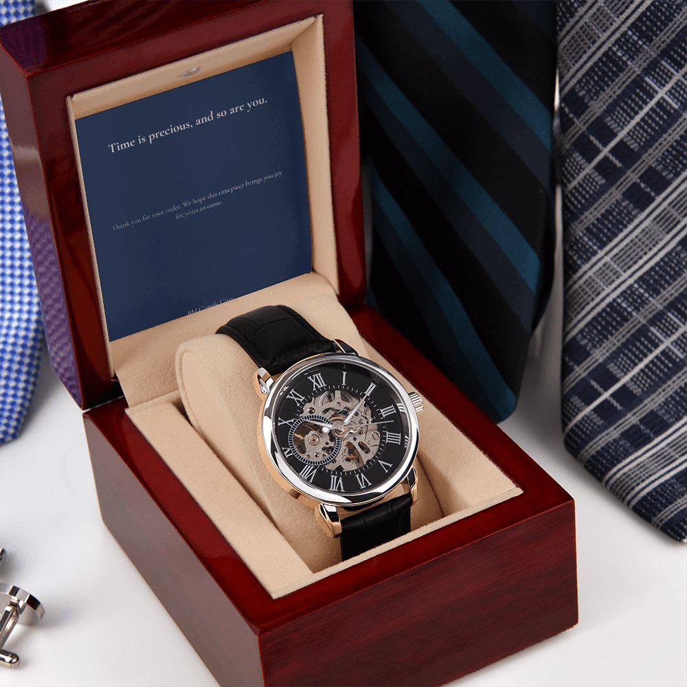 Men's Automatic Skeleton Watch | Luxury Leather Strap | Gift for Him - BH Comfy Cozy