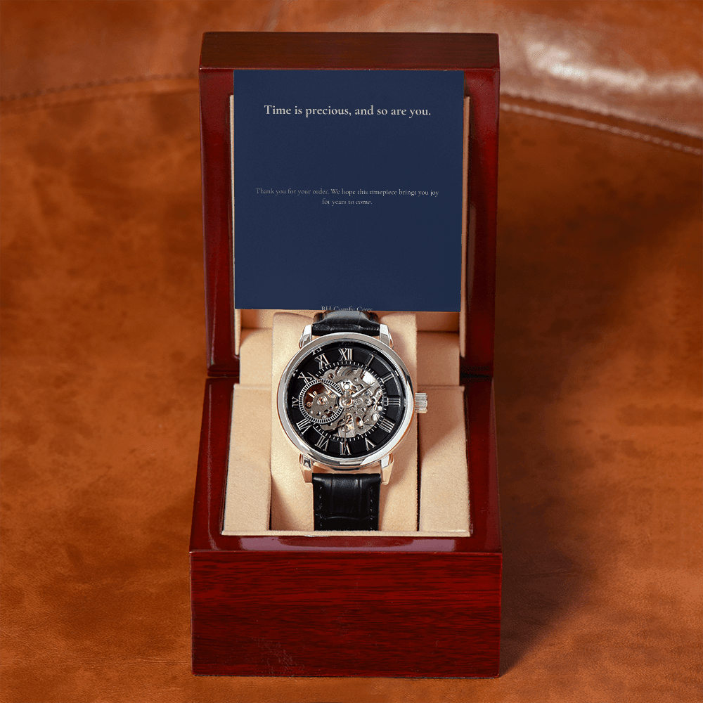 Men's Automatic Skeleton Watch | Luxury Leather Strap | Gift for Him - BH Comfy Cozy