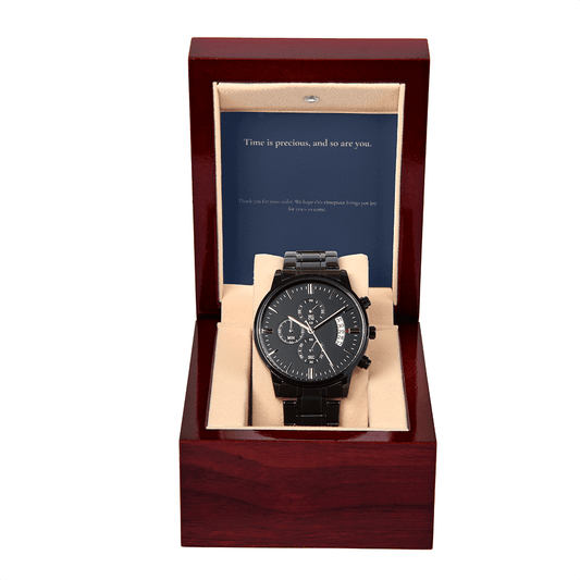 Men's Black Chronograph Watch | Luxury Gift for Him - BH Comfy Cozy