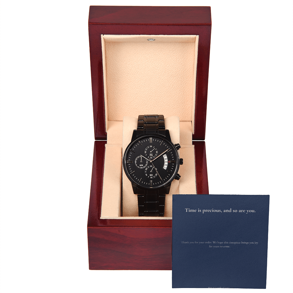 Men's Black Chronograph Watch | Luxury Gift for Him - BH Comfy Cozy