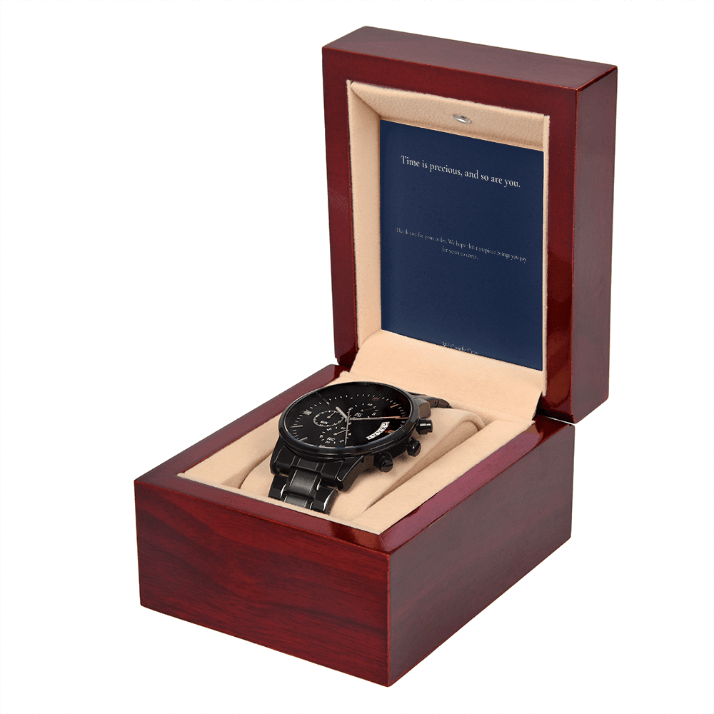 Men's Black Chronograph Watch | Luxury Gift for Him - BH Comfy Cozy