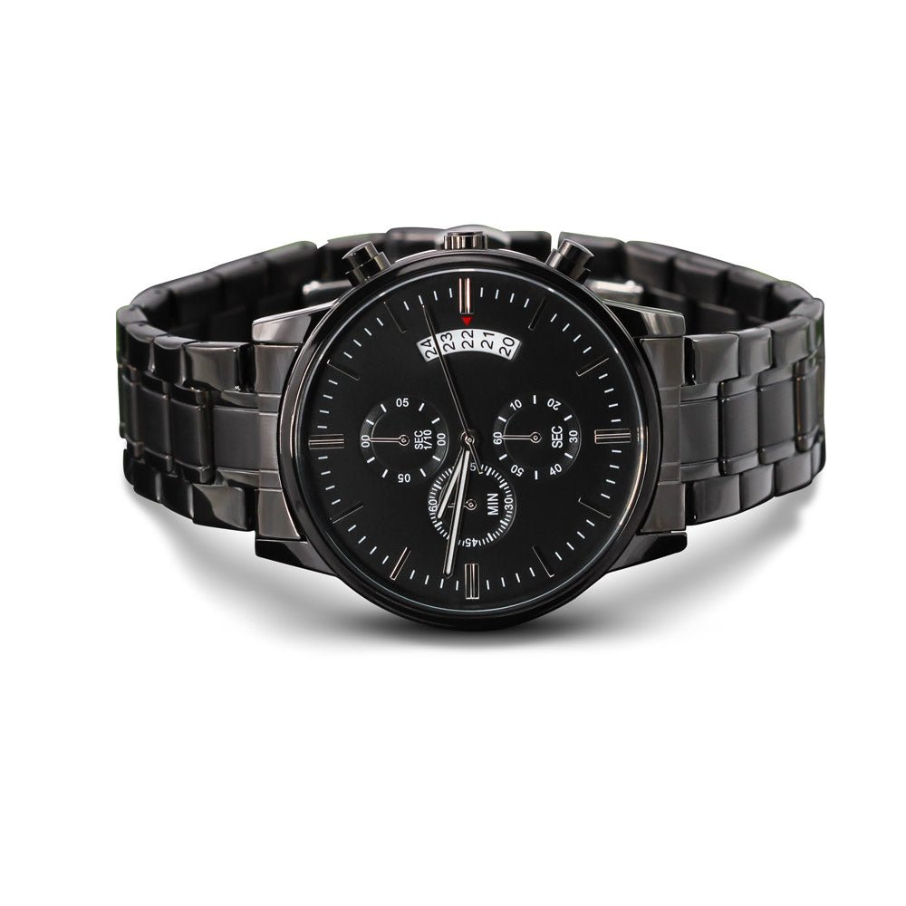 Men's Personalised Black Chronograph Watch | Custom Engraved Gift for Him - BH Comfy Cozy