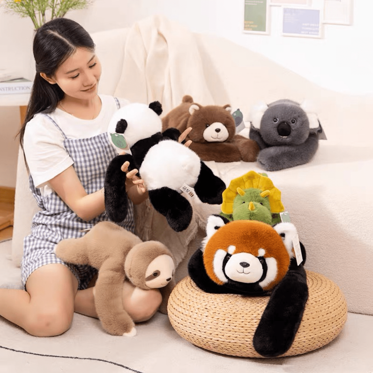 Panda, Koala, Sloth, Dinosaur, Bear & Little Panda Plush Doll Gift – Kids Soft Stuffed Toy - BH Comfy Cozy