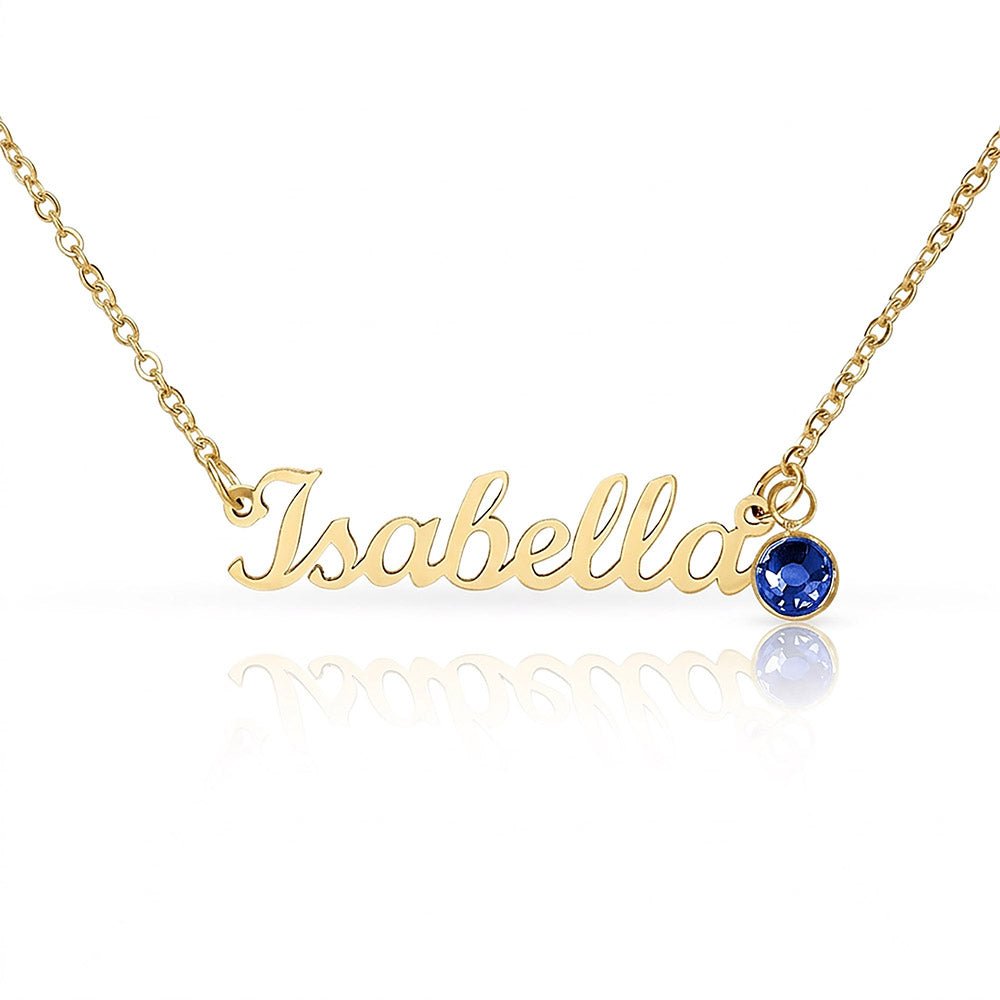 Personalised Name Necklace with Birthstone – 18k Gold Finish | Gift for Her - BH Comfy Cozy