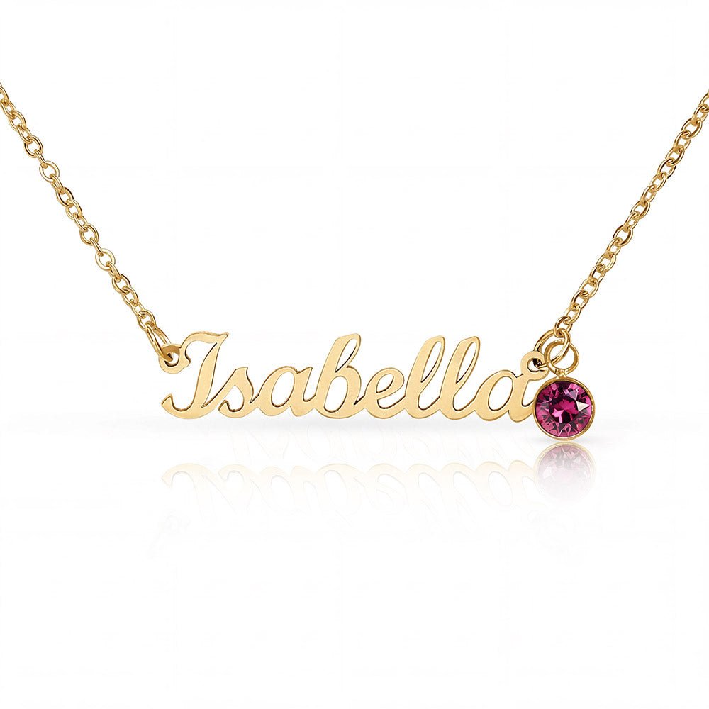 Personalised Name Necklace with Birthstone – 18k Gold Finish | Gift for Her - BH Comfy Cozy