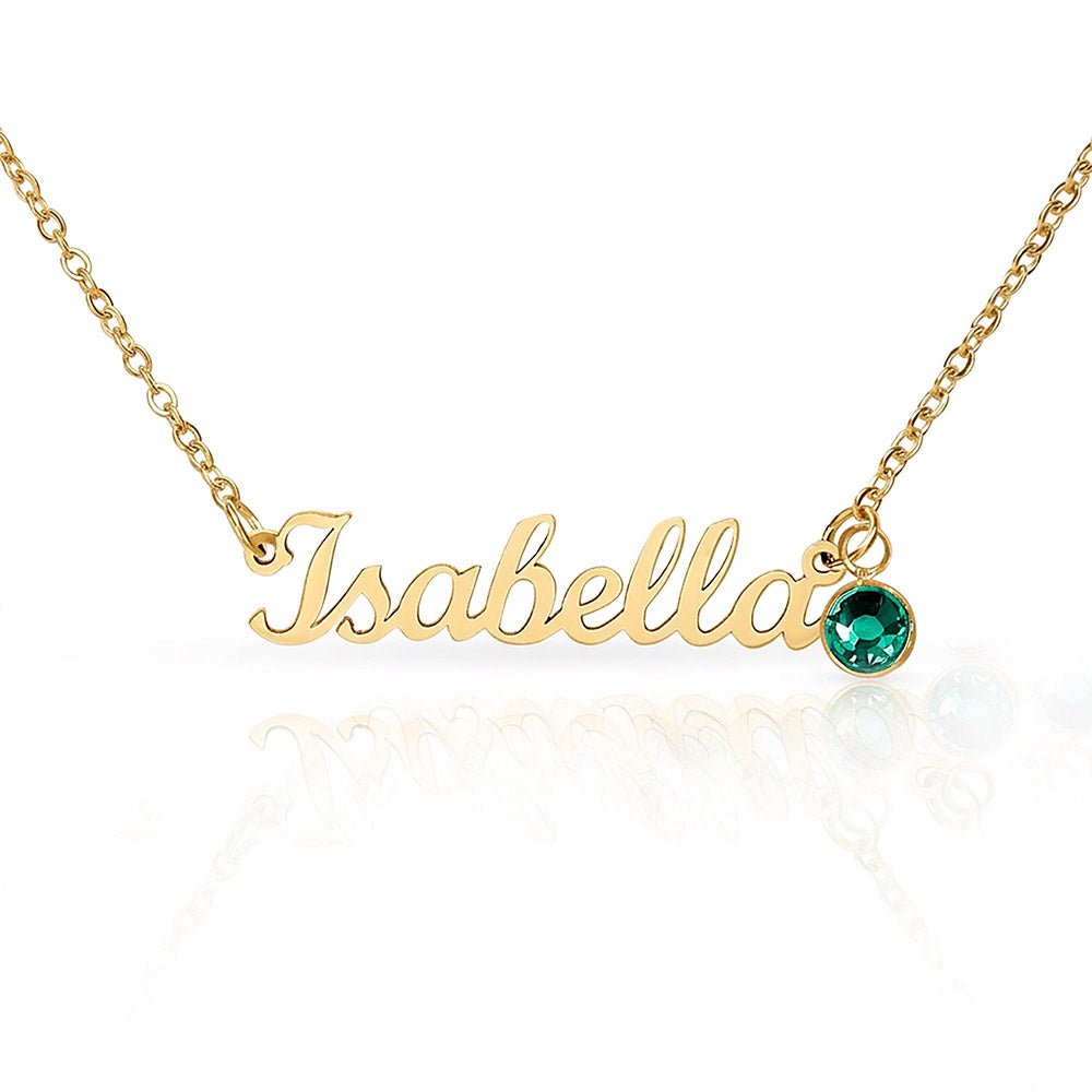 Personalised Name Necklace with Birthstone – 18k Gold Finish | Gift for Her - BH Comfy Cozy