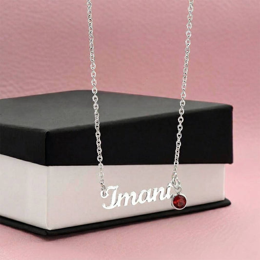 Personalised Name Necklace with Birthstone – 18k Gold Finish | Gift for Her - BH Comfy Cozy