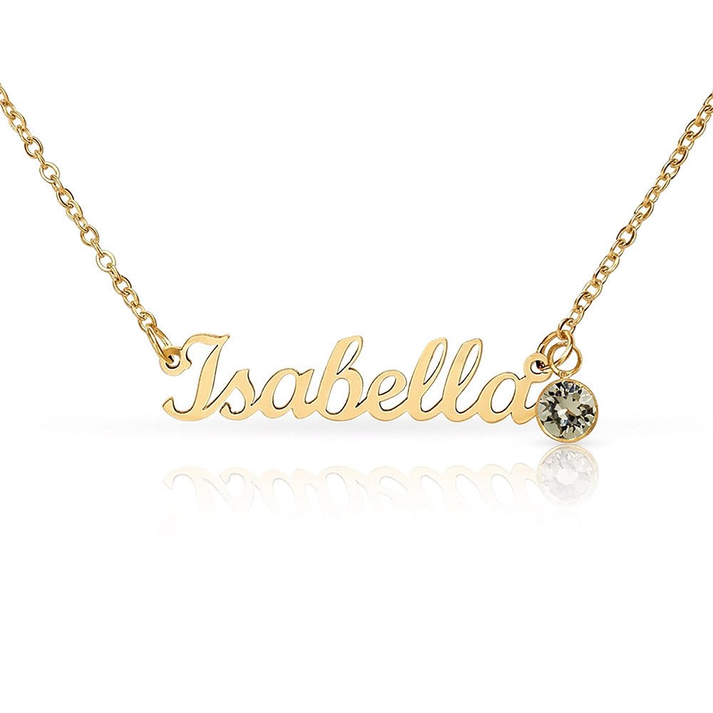 Personalised Name Necklace with Birthstone – 18k Gold Finish | Gift for Her - BH Comfy Cozy