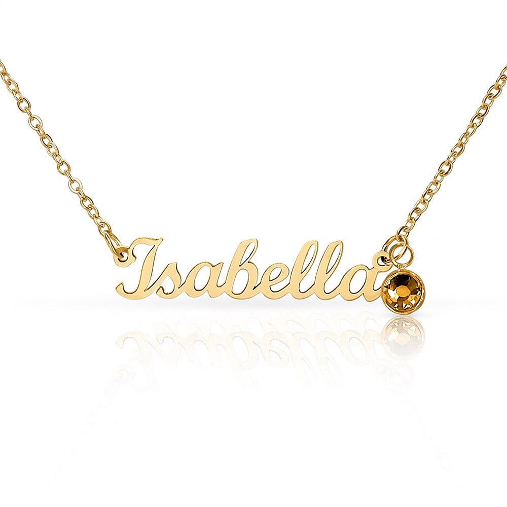 Personalised Name Necklace with Birthstone – 18k Gold Finish | Gift for Her - BH Comfy Cozy