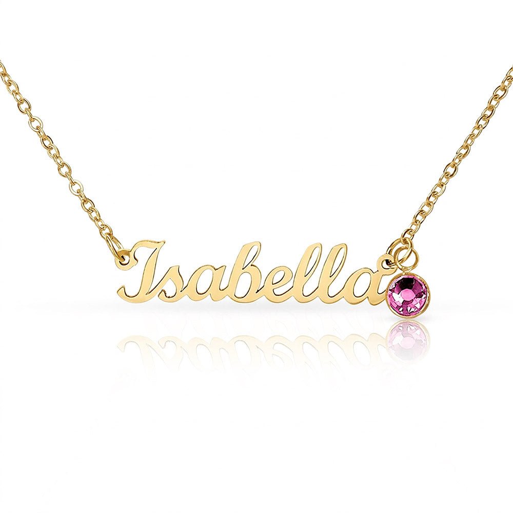 Personalised Name Necklace with Birthstone – 18k Gold Finish | Gift for Her - BH Comfy Cozy