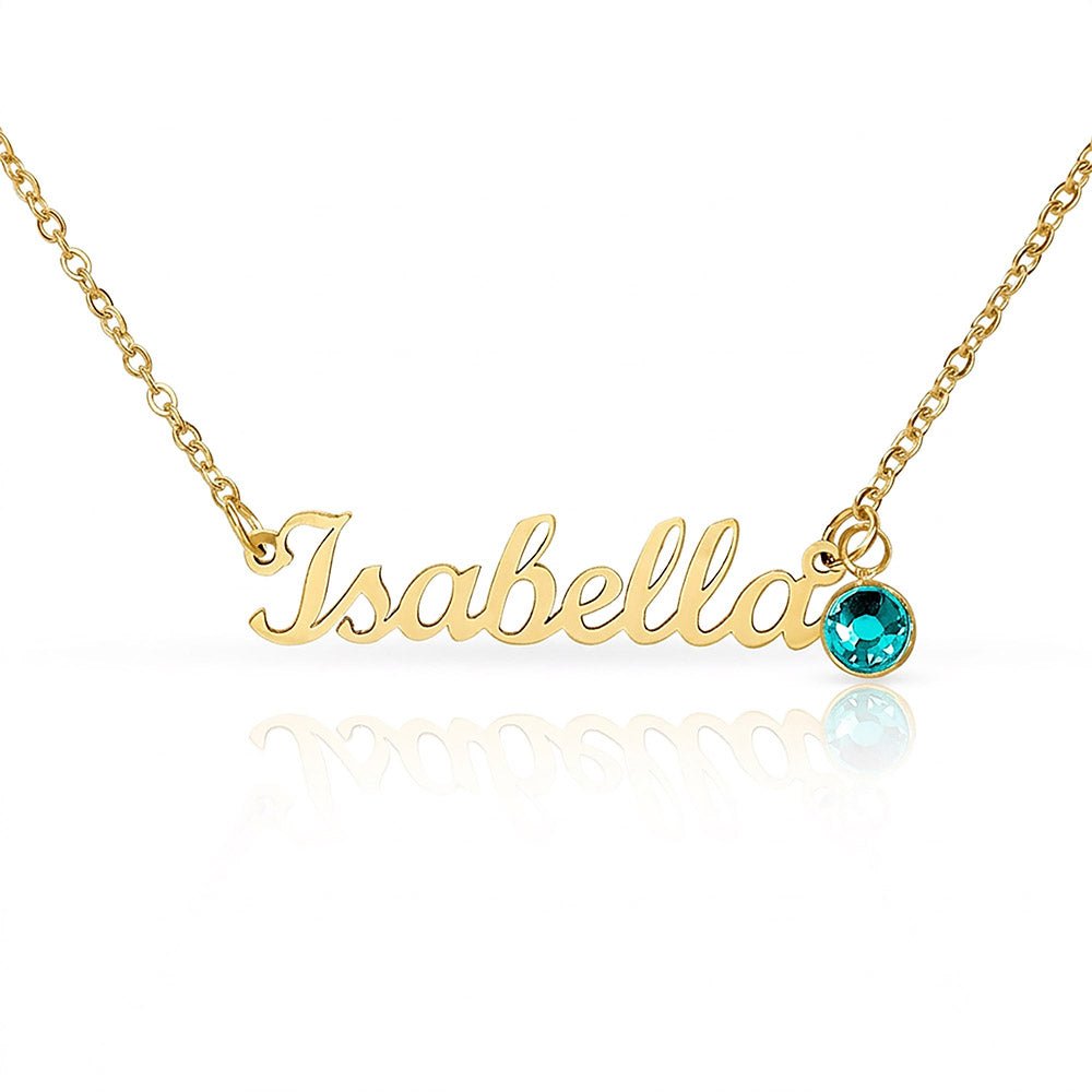 Personalised Name Necklace with Birthstone – 18k Gold Finish | Gift for Her - BH Comfy Cozy