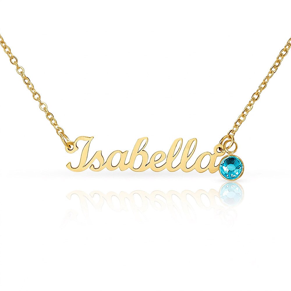 Personalised Name Necklace with Birthstone – 18k Gold Finish | Gift for Her - BH Comfy Cozy