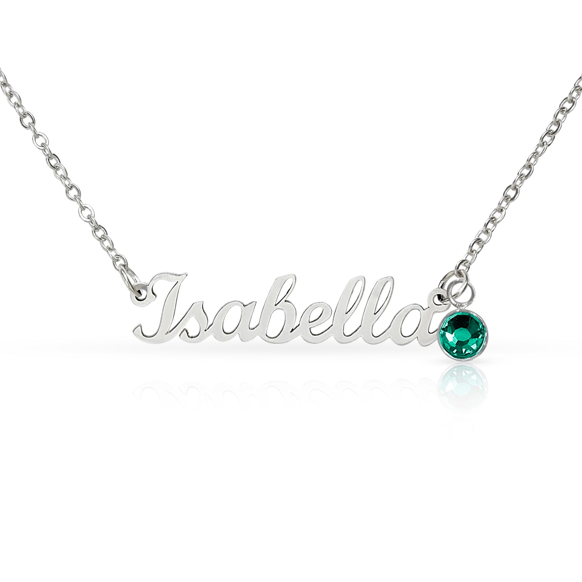 Personalised Name Necklace with Birthstone – 18k Gold Finish | Gift for Her - BH Comfy Cozy