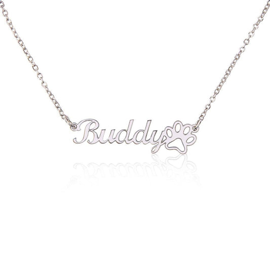 Personalised Paw Print Name Necklace | Gift for Pet Lovers - BH Comfy Cozy