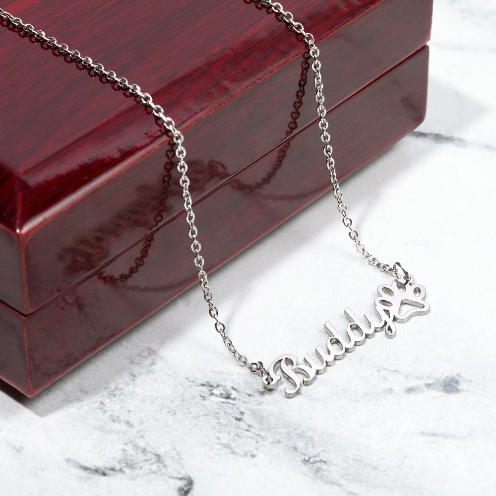 Personalised Paw Print Name Necklace | Gift for Pet Lovers - BH Comfy Cozy