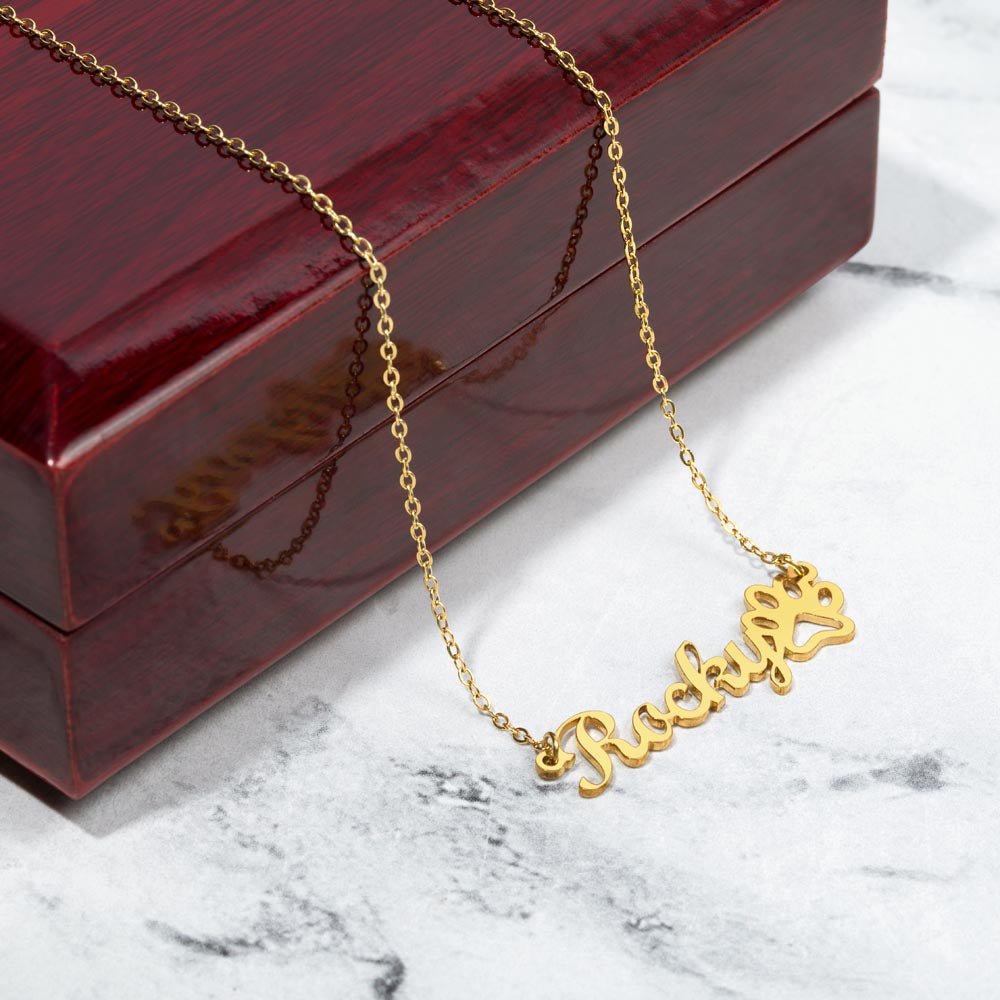 Personalised Paw Print Name Necklace | Gift for Pet Lovers - BH Comfy Cozy