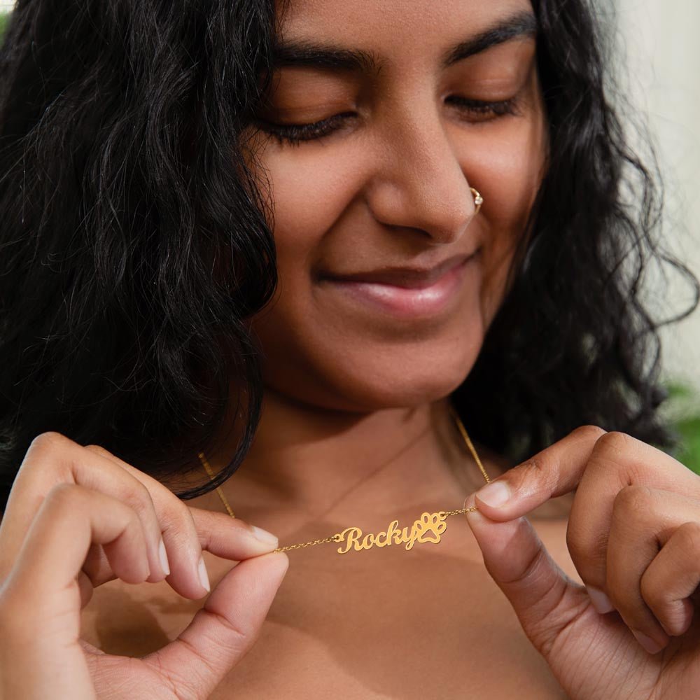Personalised Paw Print Name Necklace | Gift for Pet Lovers - BH Comfy Cozy