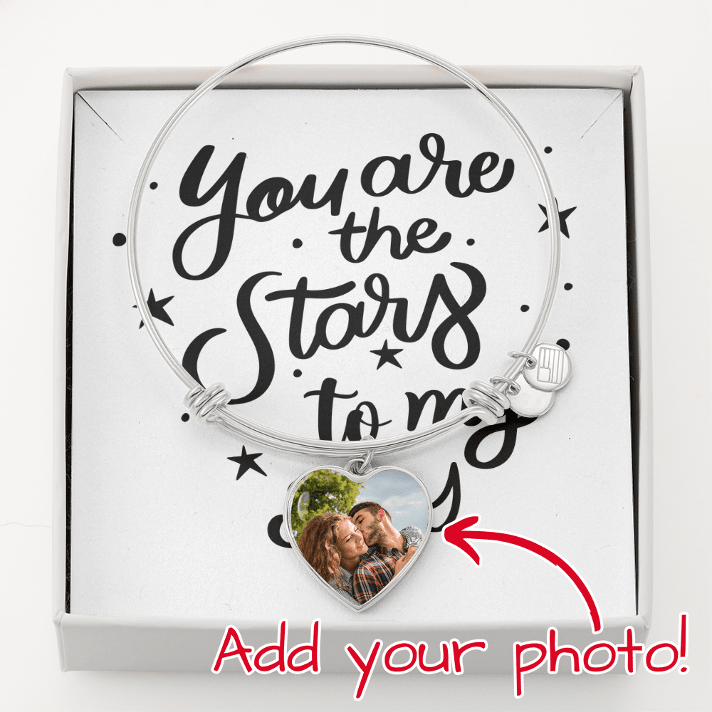 Personalised Photo Heart Bangle Bracelet | Gift for Her - BH Comfy Cozy