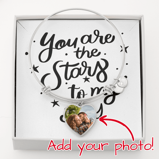 Personalised Photo Heart Bangle Bracelet | Gift for Her - BH Comfy Cozy