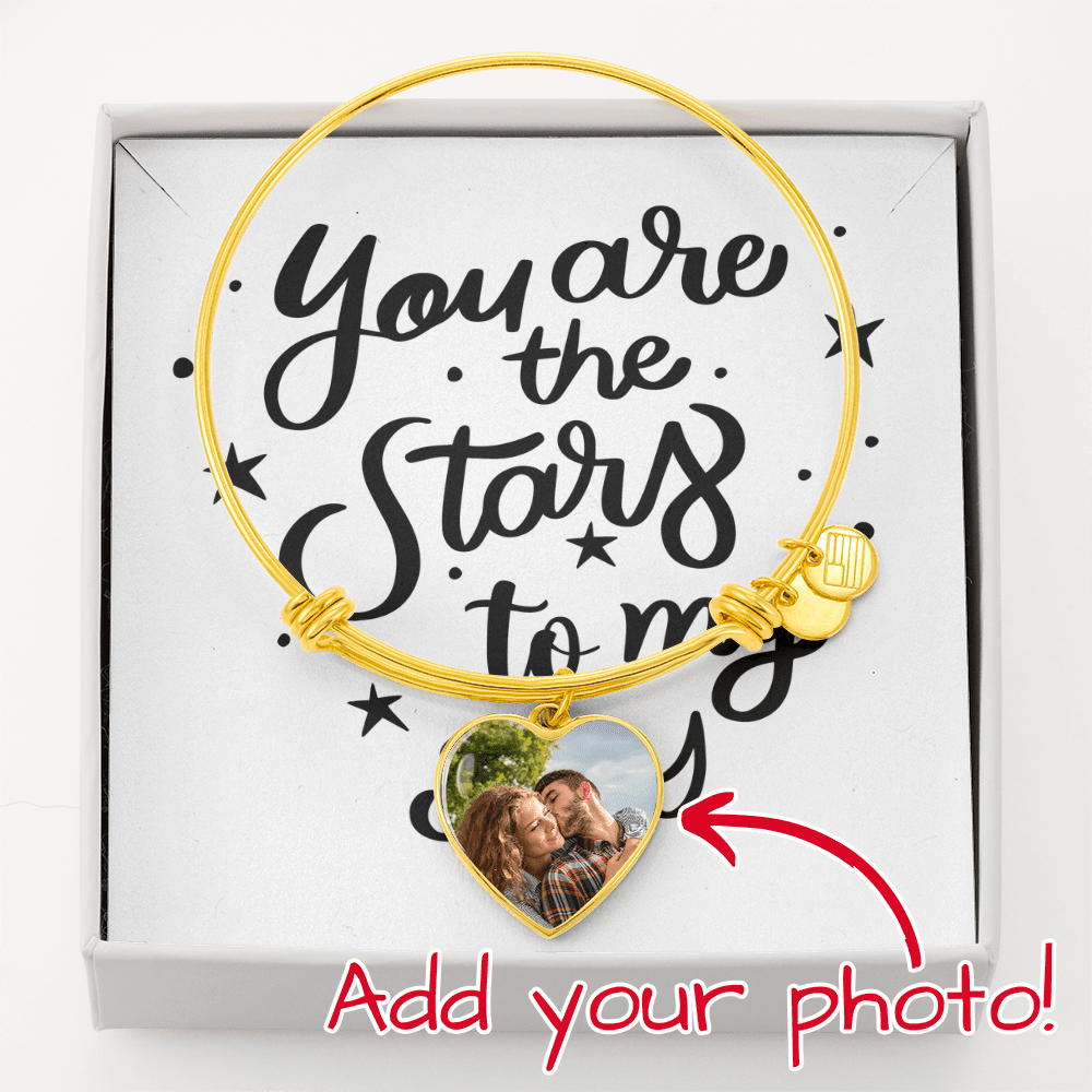 Personalised Photo Heart Bangle Bracelet | Gift for Her - BH Comfy Cozy