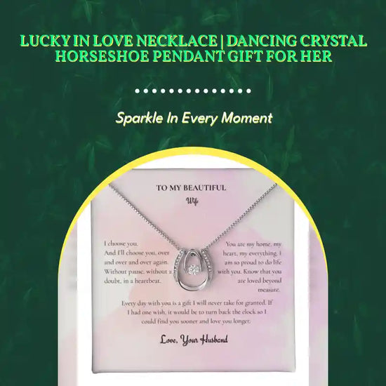 Lucky In Love Necklace | Dancing Crystal Horseshoe Pendant Gift for Her by@Outfy