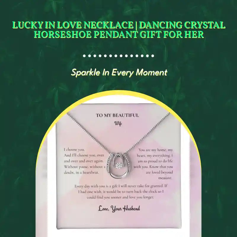 Lucky In Love Necklace | Dancing Crystal Horseshoe Pendant Gift for Her by@Outfy