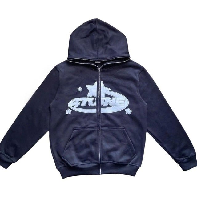 Star Printed Zip Up Hoodies - BH Comfy Cozy