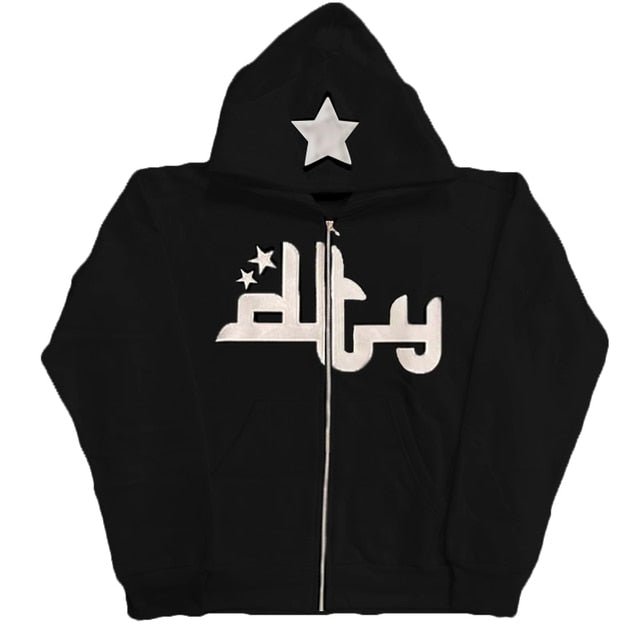 Star Printed Zip Up Hoodies - BH Comfy Cozy