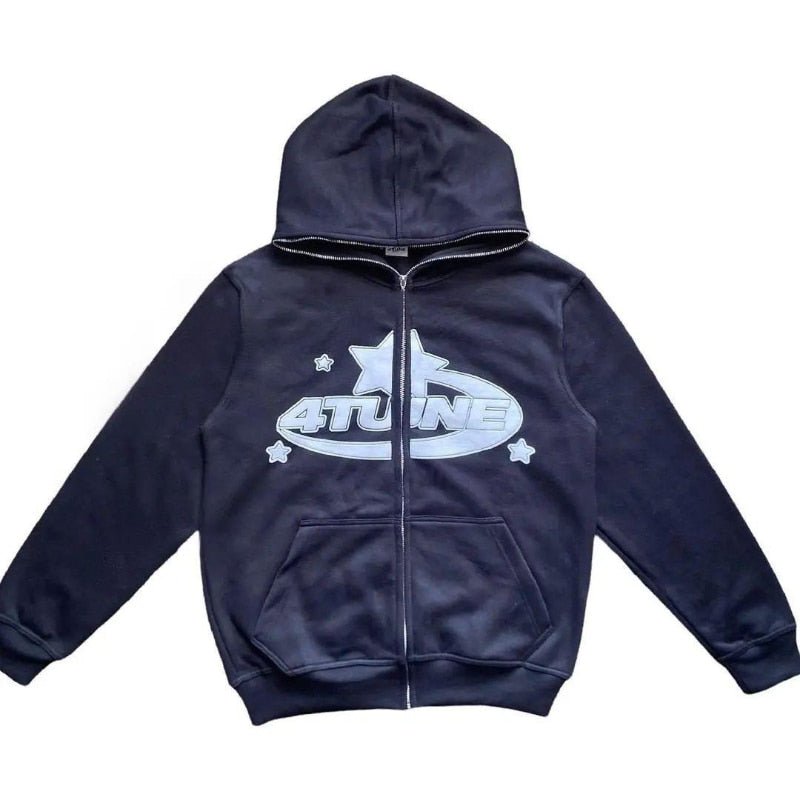 Star Printed Zip Up Hoodies - BH Comfy Cozy
