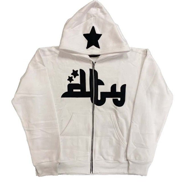 Star Printed Zip Up Hoodies - BH Comfy Cozy