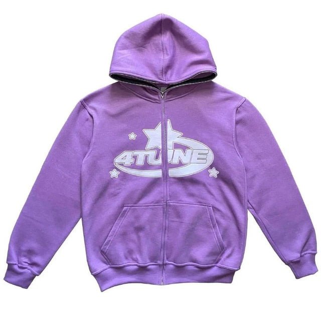 Star Printed Zip Up Hoodies - BH Comfy Cozy