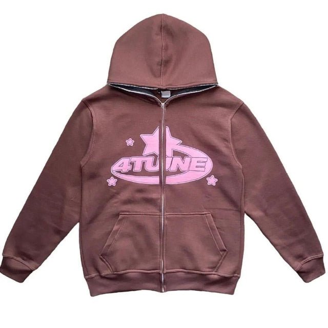 Star Printed Zip Up Hoodies - BH Comfy Cozy