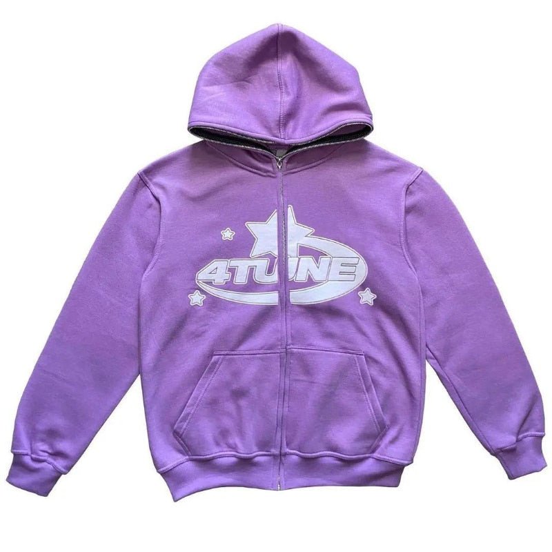 Star Printed Zip Up Hoodies - BH Comfy Cozy