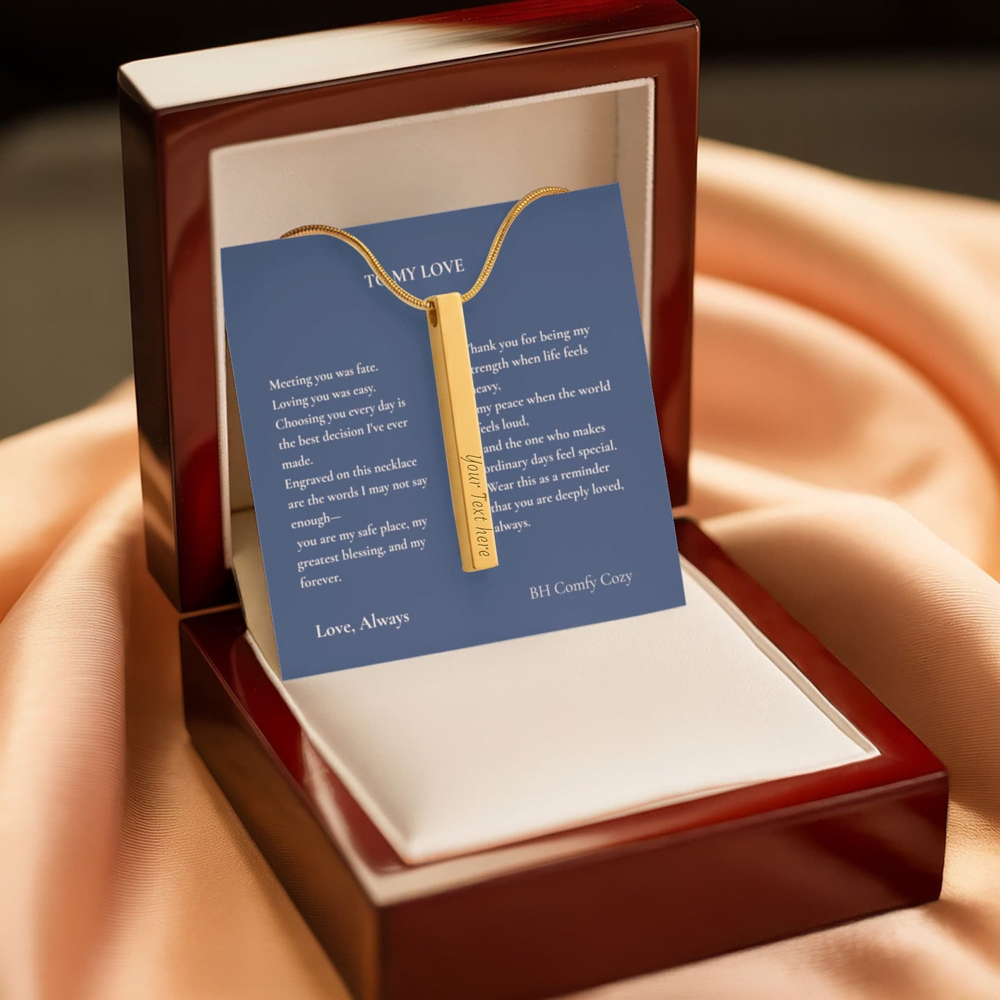 To My Love | Engraved 4-Sided Bar Necklace | Personalised Gift - BH Comfy Cozy