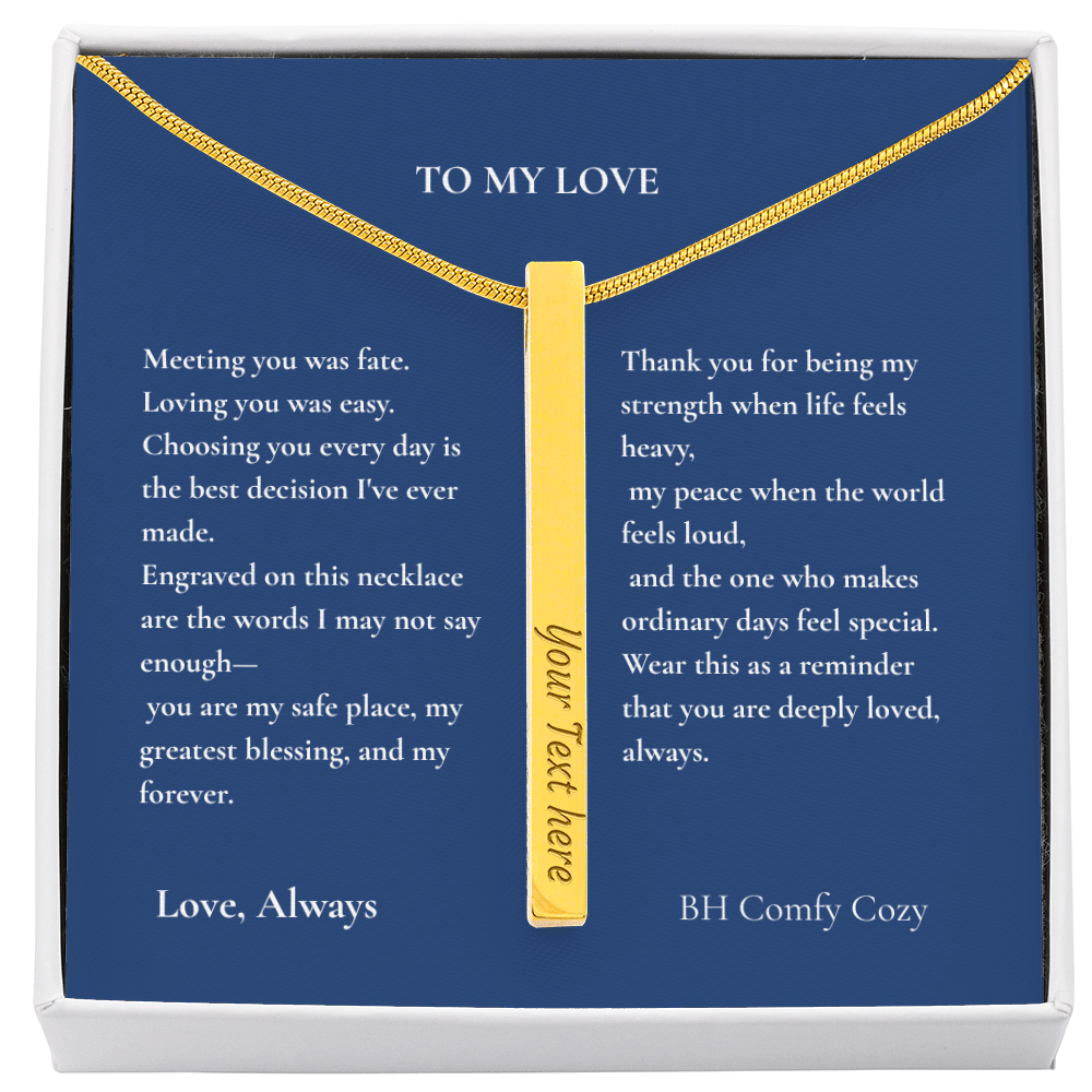 To My Love | Engraved 4-Sided Bar Necklace | Personalised Gift - BH Comfy Cozy