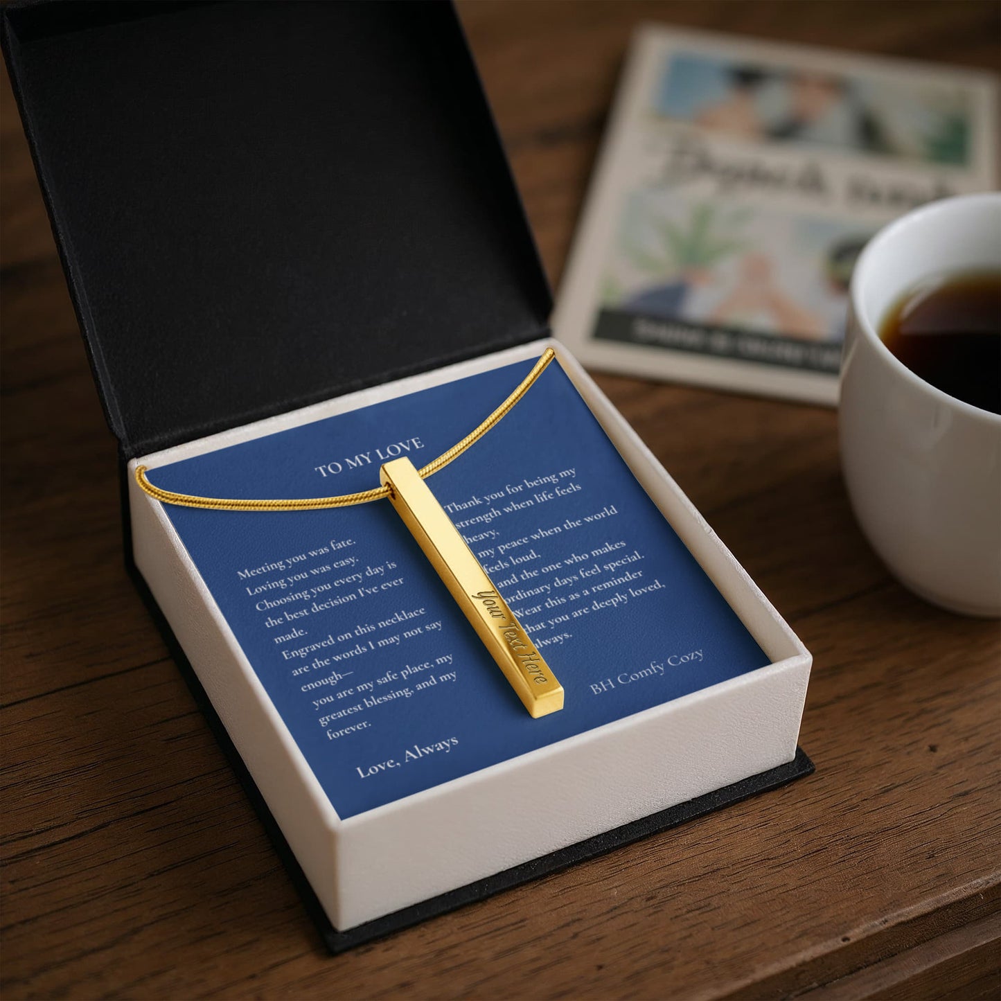 To My Love | Engraved 4-Sided Bar Necklace | Personalised Gift - BH Comfy Cozy