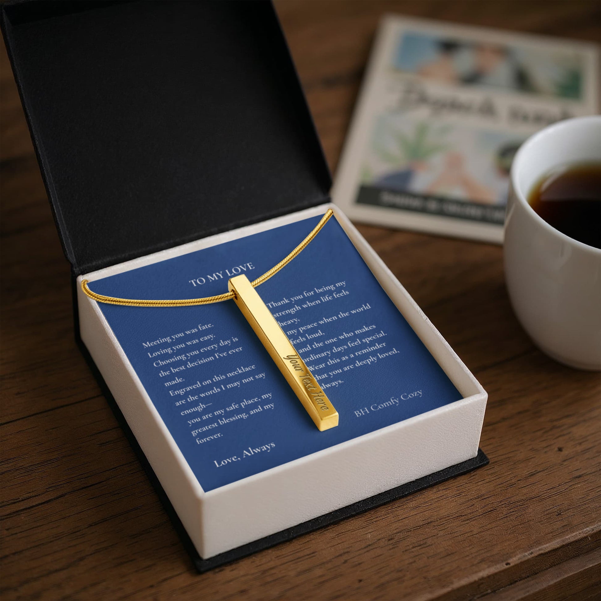 To My Love | Engraved 4-Sided Bar Necklace | Personalised Gift - BH Comfy Cozy