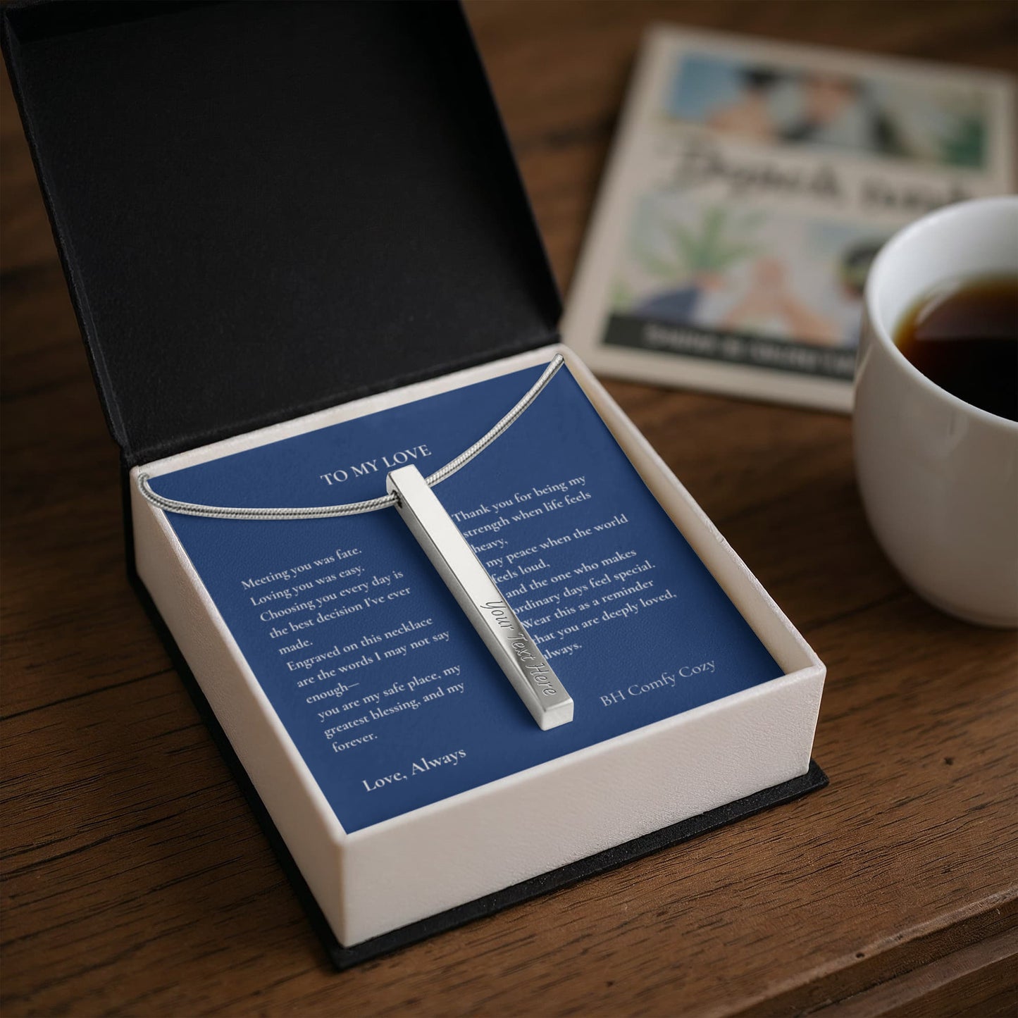 To My Love | Engraved 4-Sided Bar Necklace | Personalised Gift - BH Comfy Cozy