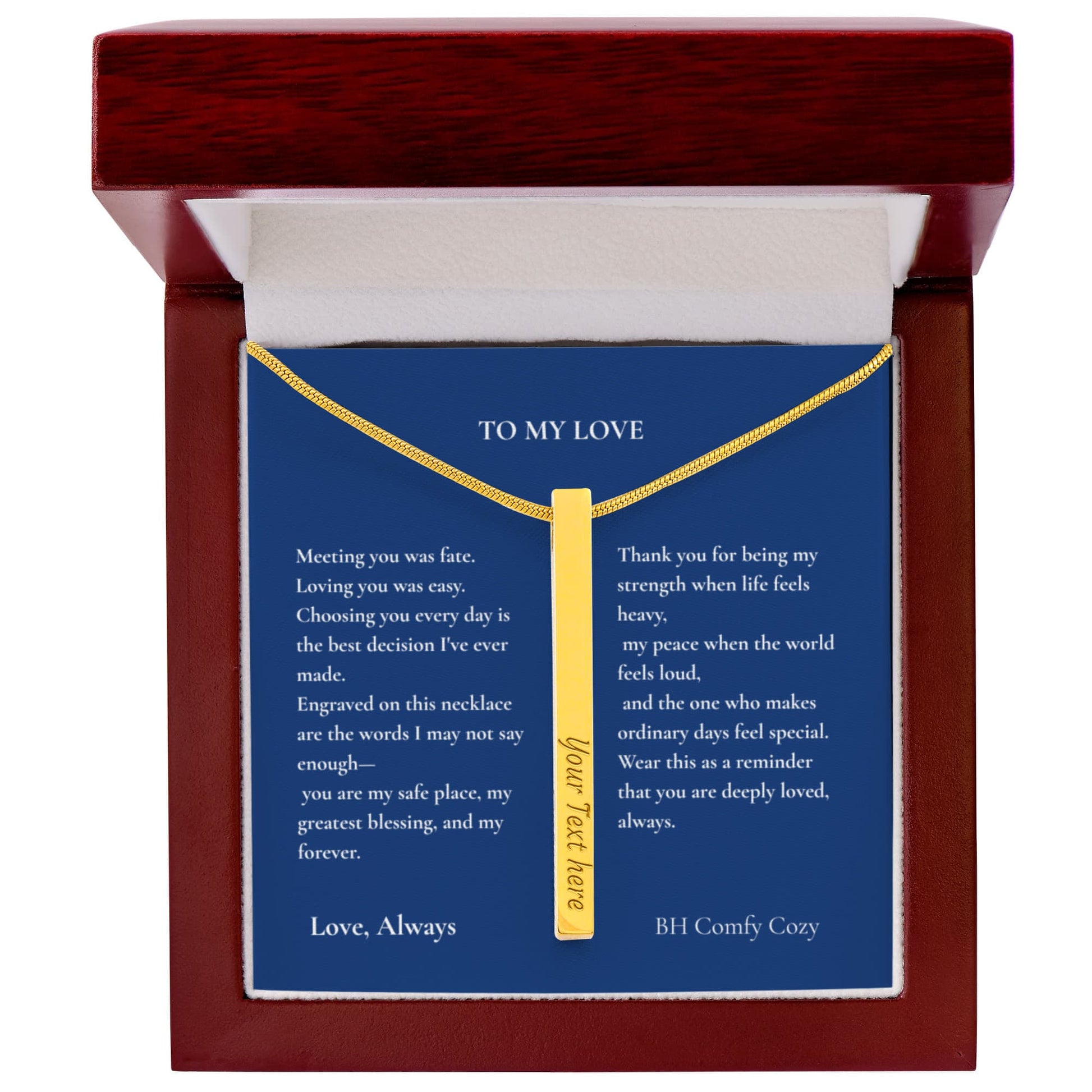 To My Love | Engraved 4-Sided Bar Necklace | Personalised Gift - BH Comfy Cozy