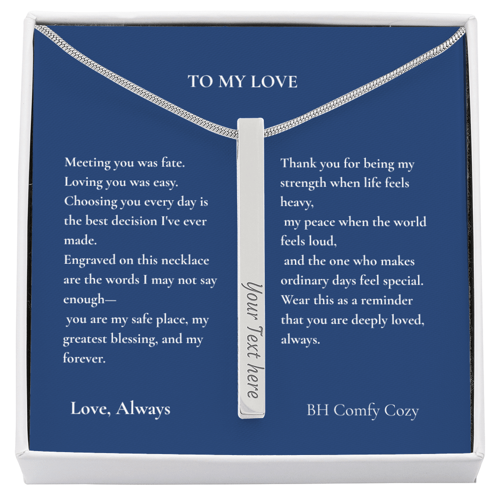 To My Love | Engraved 4-Sided Bar Necklace | Personalised Gift - BH Comfy Cozy