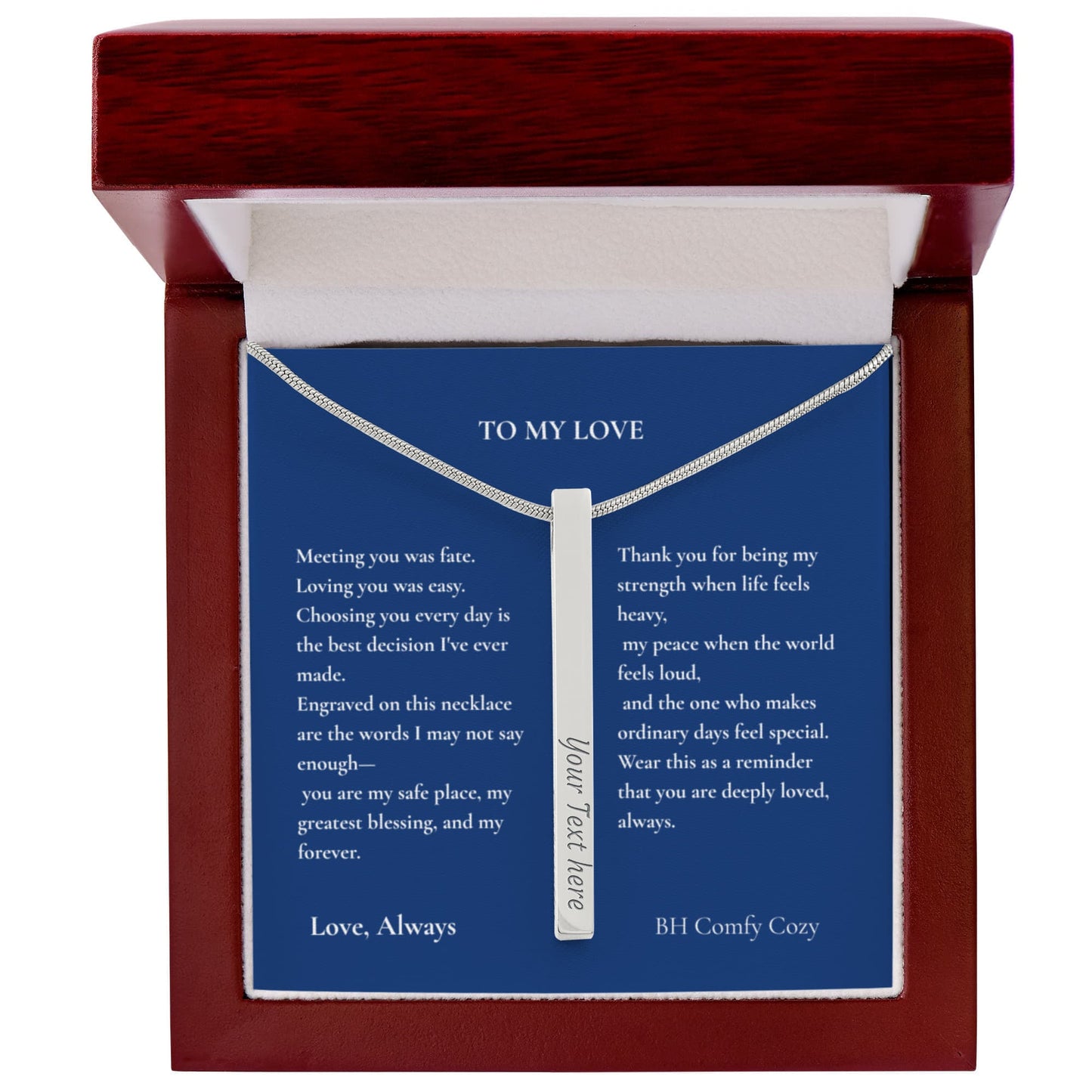 To My Love | Engraved 4-Sided Bar Necklace | Personalised Gift - BH Comfy Cozy