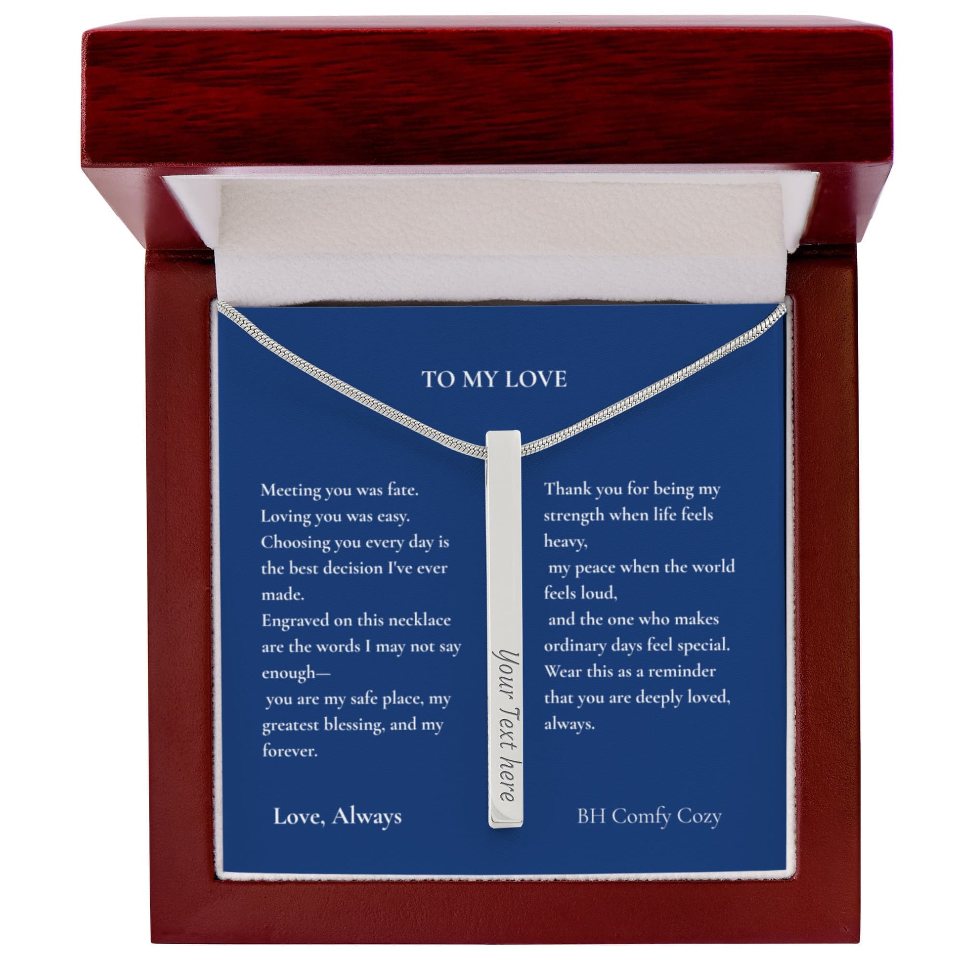 To My Love | Engraved 4-Sided Bar Necklace | Personalised Gift - BH Comfy Cozy