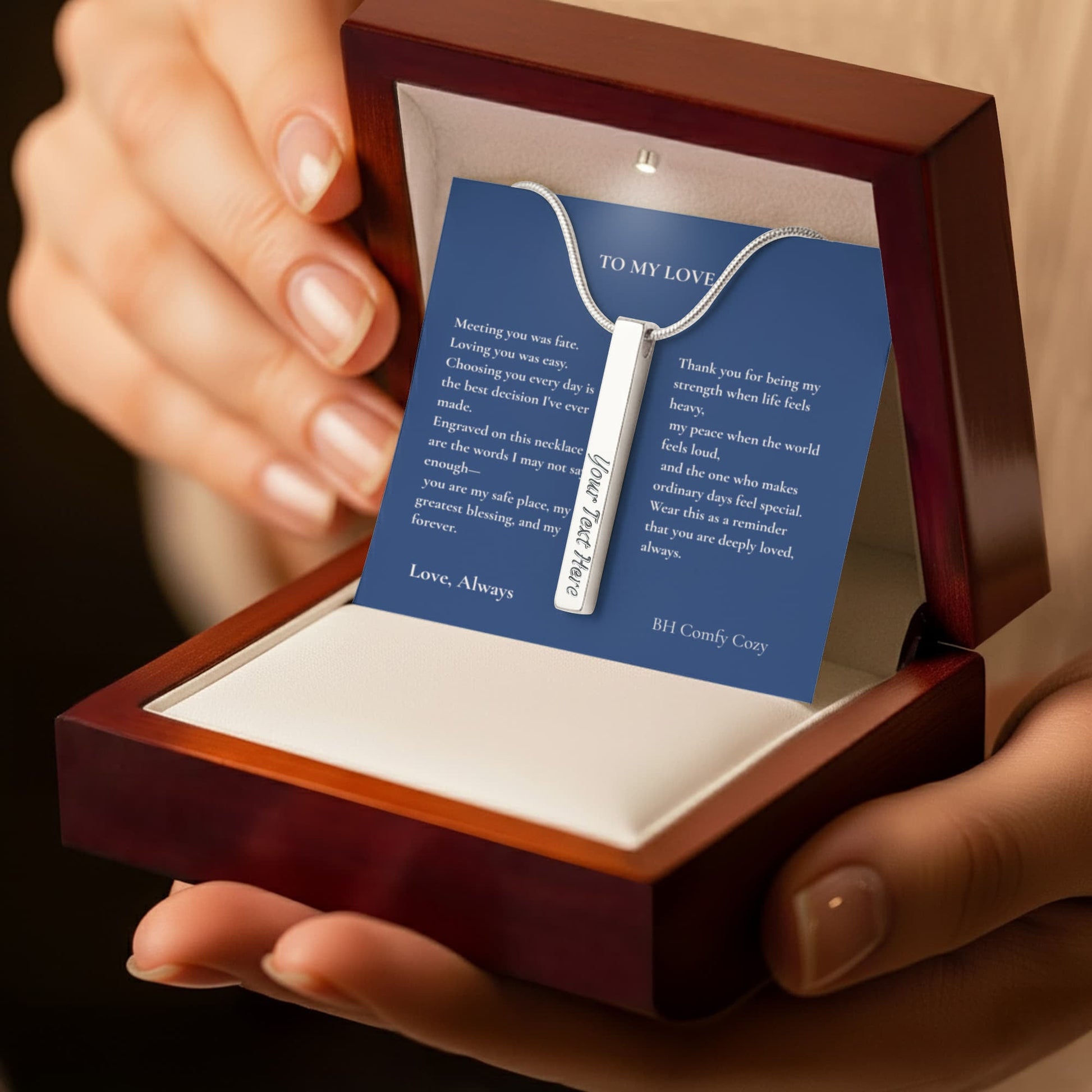 To My Love | Engraved 4-Sided Bar Necklace | Personalised Gift - BH Comfy Cozy