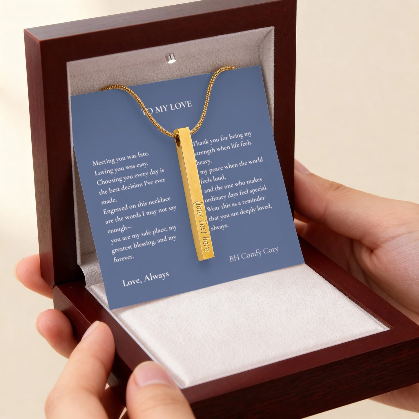 To My Love | Engraved 4-Sided Bar Necklace | Personalised Gift - BH Comfy Cozy
