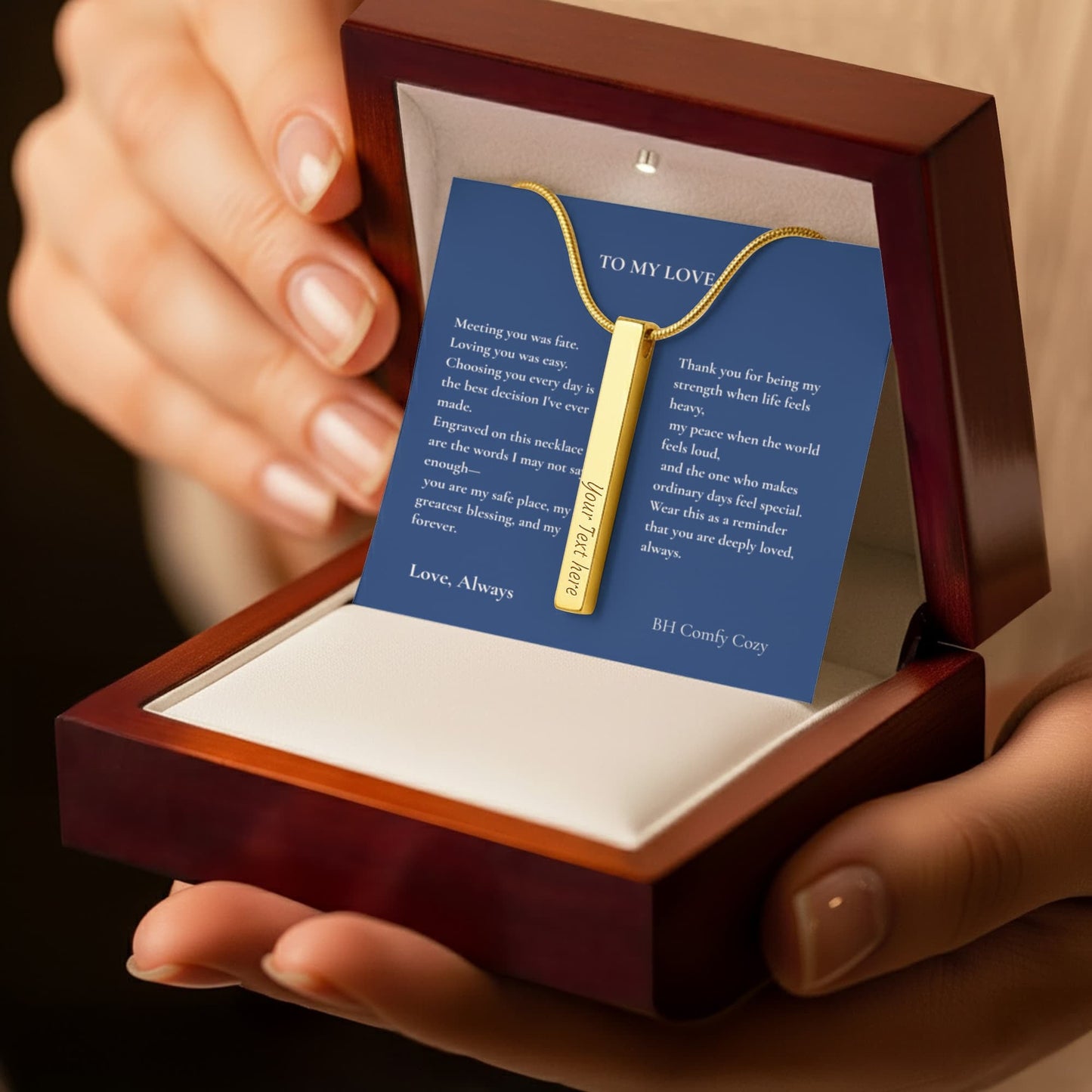 To My Love | Engraved 4-Sided Bar Necklace | Personalised Gift - BH Comfy Cozy