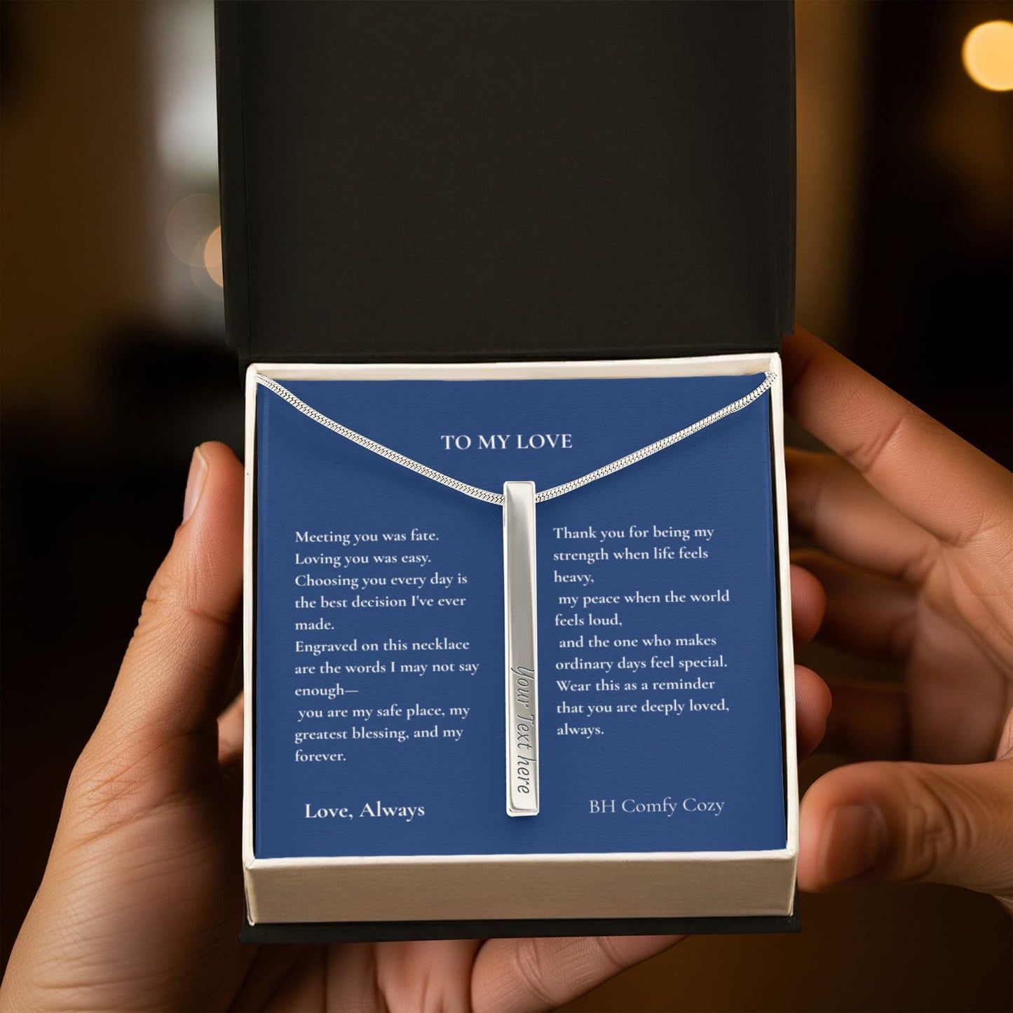 To My Love | Engraved 4-Sided Bar Necklace | Personalised Gift - BH Comfy Cozy